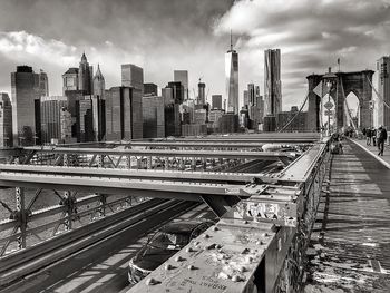 View of bridge against cloudy sky