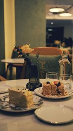 Flower vase on table