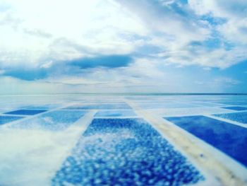 Scenic view of sea against blue sky