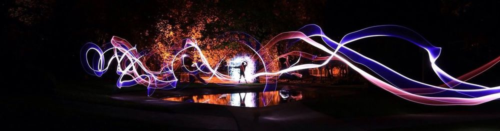Illuminated light painting at night