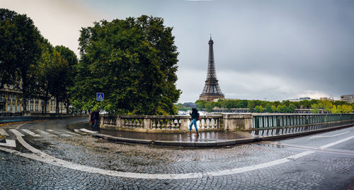 View of tower in city