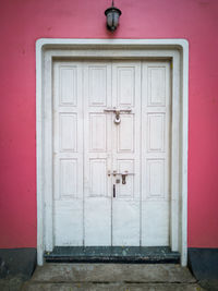 Closed door of building