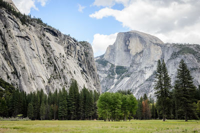 Panoramic view of landscape and mountains against sky