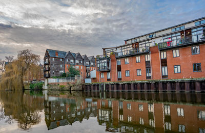Reflection of buildings on water