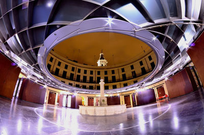 Low angle view of illuminated building 