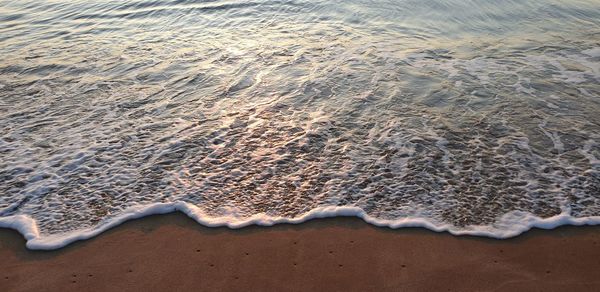 High angle view of sand on beach