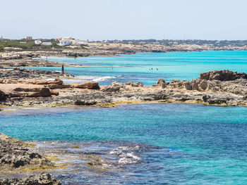 Scenic view of sea against clear sky