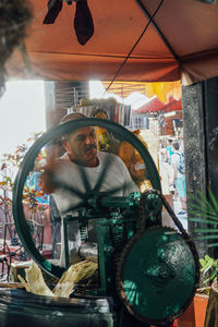 Portrait of man working at construction site