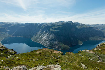 Scenic view of mountains against sky