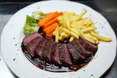 Close-up of meal served in plate