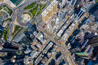 Aerial view of modern buildings in city