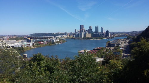 Aerial view of city at waterfront