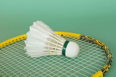 High angle view of yellow ball on table