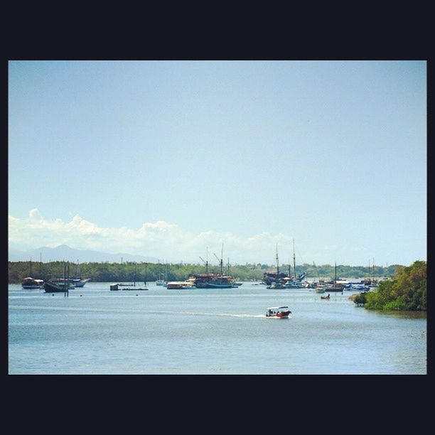 nautical vessel, transfer print, transportation, mode of transport, boat, moored, water, auto post production filter, clear sky, copy space, sea, harbor, sky, sailboat, blue, day, nature, travel, mast, river