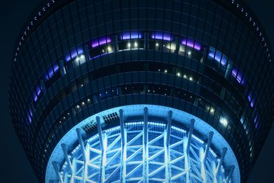 Close-up of illuminated blue lights at night