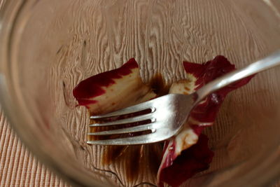 High angle view of fish on table