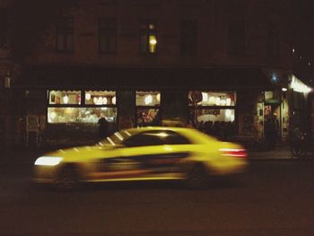 Light trails on road at night