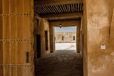 The entrance passageway to aqeer castle, a former outpost of ottoman empire on arabian gulf