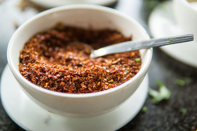 Close-up of noodles in bowl