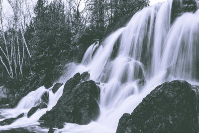 View of waterfall in forest