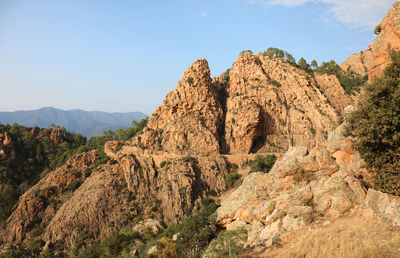 Scenic view of rocky mountains against sky