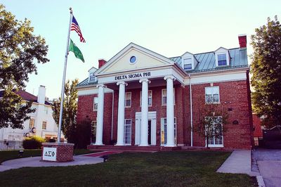 View of buildings against clear sky