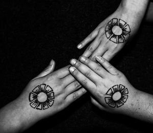 High angle view of woman hand on wall