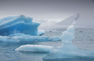 Scenic view of frozen sea against sky