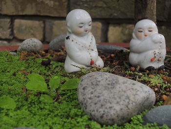 Close-up of statue against rocks