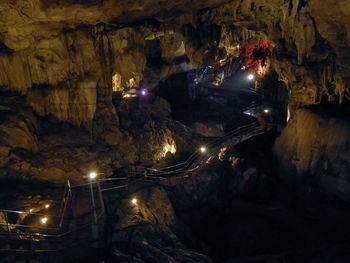 View of illuminated cave
