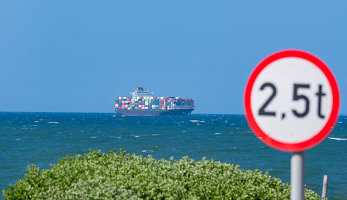 High angle view of ship in sea