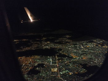 Aerial view of illuminated cityscape