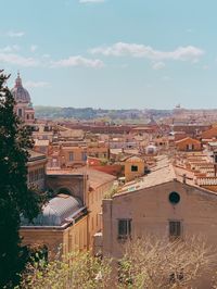 High angle view of townscape against sky