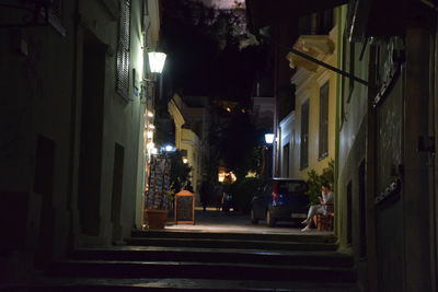 Illuminated buildings at night