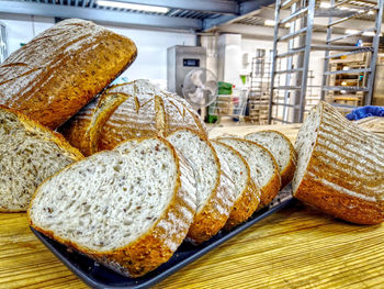 Close-up of bread in basket on table