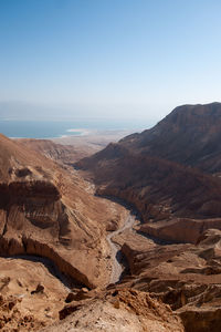 Scenic view of mountains against clear sky