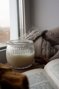 Close-up of open book on table