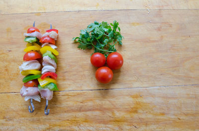 High angle view of tomatoes on table