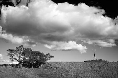 Scenic view of landscape against cloudy sky