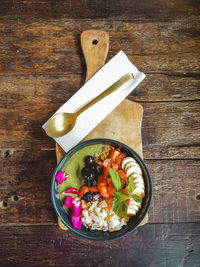 High angle view of food on table