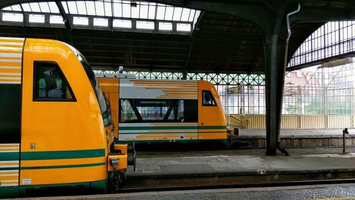 Diesel railcar at station platform