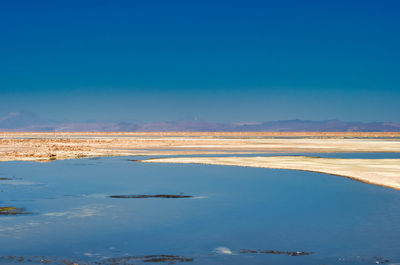 Scenic view of sea against blue sky