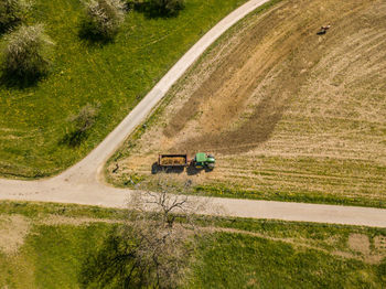 Road passing through field