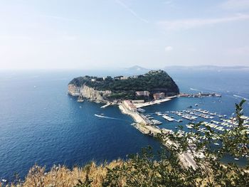 High angle view of sea against sky