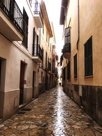 Narrow alley amidst buildings in city