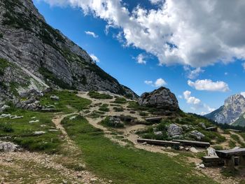 Scenic view of mountains against sky