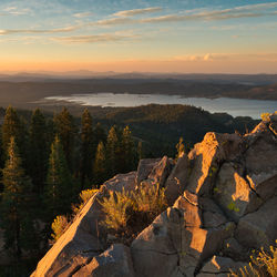 Scenic view of landscape against sky during sunset