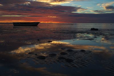 Scenic view of sea against sky at sunset