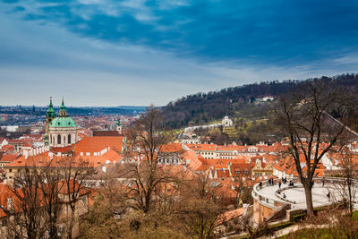 Petrin hill and the beautiful prague city old town seen form the prague castle viewpoint