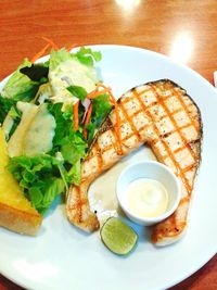 Close-up of breakfast served on plate